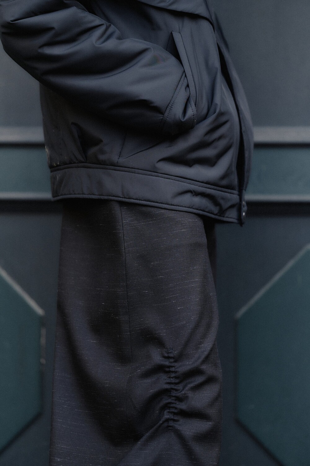 Black trousers with pintucks